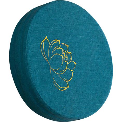 Coussin de méditation rond en mousse rigide, coton et lin, déhoussable et lavable, confortable, pour balcon, salon ou tatami, bleu lac. (1/5)