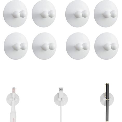 Sollbry 8 Pièces Porte-brosses à Dents Porte-Brosse à Dents étanche Ventouse Porte-sans Perforation - pour Mur ou Verre pour Suspendre Salle de Bain(Blanc) (1/5)