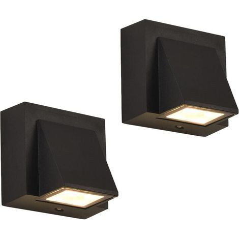 Tealight Applique Murale Exterieure-2 Pièces, Lampe Murale LED IP65 Etanche, 5W Lumière Chaude 3000K Carrée Aluminium Applique Exterieur pour Jardin (1/5)