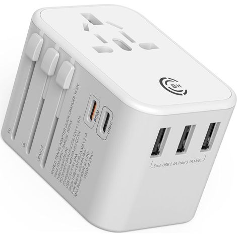 Adaptateur de voyage universel Adaptateur multiprise international Adaptateur secteur mondial Type CA UK USA Europe USB tout en un