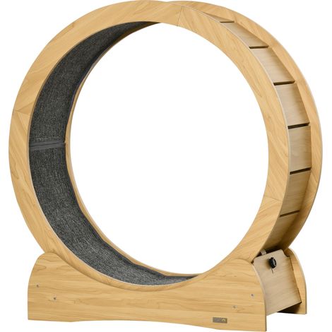 30" Wooden Cat Running Wheel  Brake, Natural Wood Finish (1/5)