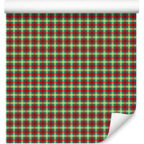 Carta da parati a quadri color ocra di Vichy per soggiorno e camera da letto, 50x1000 cm (1/5)