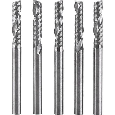 5 pcs Fraise 1/8", Fraise en bout pour aluminium, Single Flûte Fraises de fraisage, Fraise Flute, 3.175mm12mm carbure nez plat fraise mèches flûte pour bois aluminium acier titane