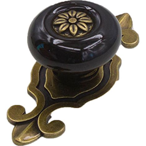 Poignée Vintage en Céramique pour Meuble - Tiroir, Armoire, Porte (Bronze Noir) (1/3)