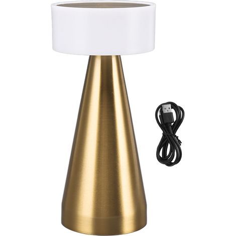 Portable LED Table Lamp, 3 Color Temperatures, Stepless Dimming, 1800mAh Rechargeable Battery, Bedside Table, Gold (1/5)