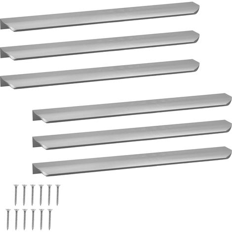 Poignée de meuble moderne en aluminium argenté, 340 mm, lot de 6 (1/5)