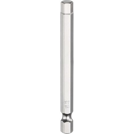 Embout de Tournevis à Tête Hexagonale 6.0mm Métrique Pointe Plate 1/4" Tige Hexagonale 75mm (3") Long Clé à Embout Magnétique Pour Perceuse à Vis, Douille Chromée (1/5)