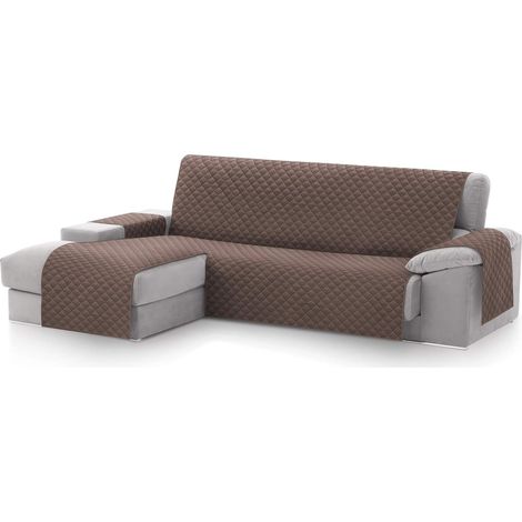 Housse de canapé d'angle en L – Rembourrée, universelle et lavable – Housse de protection pour méridienne gauche 240 cm – Idéale pour les animaux de compagnie – Marron