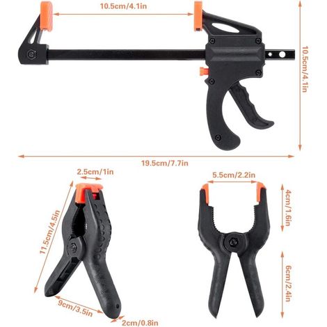 GP 8Pcs Serres Joints Rapide Serre Joint en Forme Pince Ressort Pince de Barre Rapides à Cliquet de Serrage pour Boiseries et D'artisanat Opération à une Main (4 Pouces) MNS (1/4)