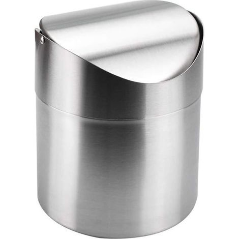 Mini-Mülleimer aus Stahl fürs Büro, Tisch-Mülleimer, Mini-Mülleimer mit Deckel fürs Homeoffice (12 x 12 x (1/4)