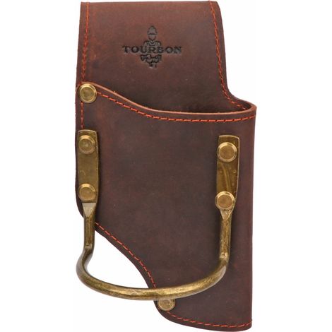 Outil de travail en cuir véritable pour hache et marteau - Marron foncé - 9,5 x 17 x 6,5 cm (1/5)