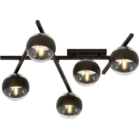 Plafoniera Moderna Teti Acciaio Nero 5 Luci E14 Ip20 (1/5)