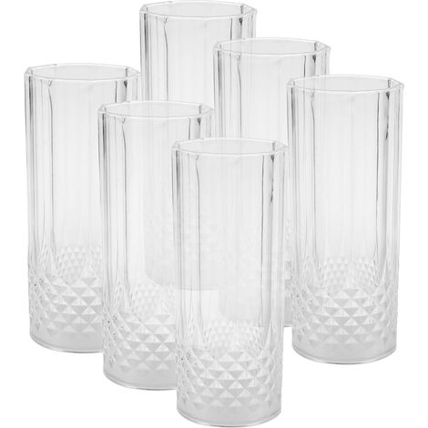 6pcs X 390ml Drinking Glasses Wine Evening Glassware Juice Dining Gift Plastic (1/4)