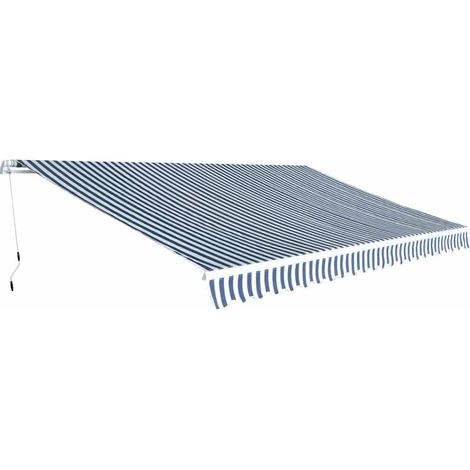 Store banne-Auvent pliable manuel 500 cm Bleu blanc (1/5)