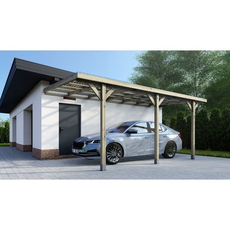 Altanka – Carport abri voiture 3x5,24 m – 15 m² – Couverture PVC 0,8 mm – Traitement autoclave – Hauteur passage 2,10 m