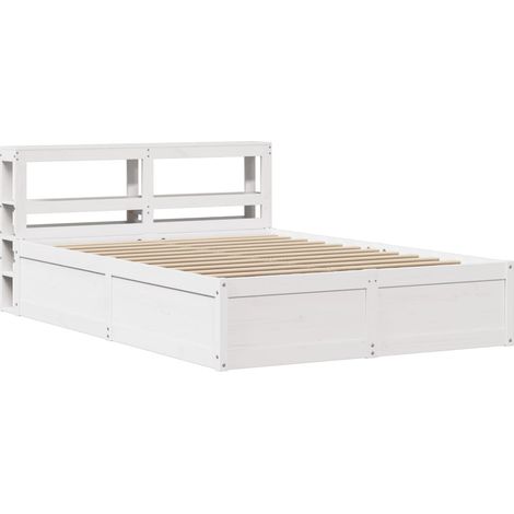vidaXL Giroletto con Testiera Bianco 140x190 cm in Legno Massello Pino (1/5)