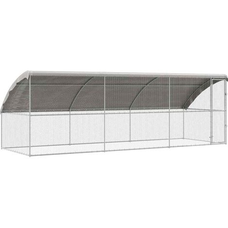 Maison Exclusive - Cage à poules 3 pcs Argenté 600 x 200 x 200 cm Acier galvanisé (1/5)