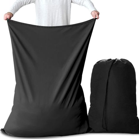 Lot de 2 grands sacs à linge pliables avec cordon de serrage, organiseur anti-déchirure pour buanderie, cuisine, 90 x 120 cm (1/5)