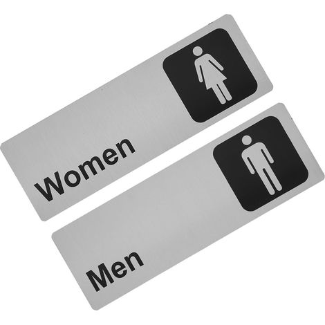 4 Pièces Panneau Toilettes Autocollant en Aluminium Argenté (1/5)