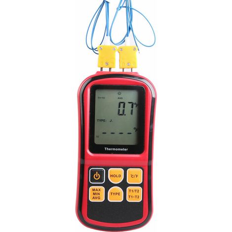 Termometro a termocoppia, termometro industriale, termometro a doppio canale - Tester di temperatura - LCD retroilluminato, di DEBUNS (1/5)