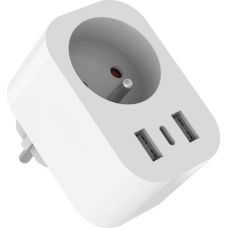 Applicable Prise Connectée WiFi (FR) 16A avec 2 USB A et 1 USB C, Mesure de Consommation Électrique, compatible avec Alexa/Google Home, Smart Life APP