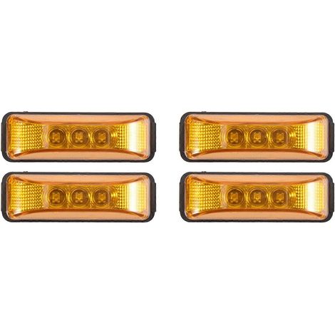 Lot de 4 feux de gabarit latéraux à LED ambre 24 V 3,9 pouces (9,9 cm) pour camions et remorques, étanches. (1/5)