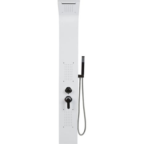 Ensemble de douche en acier inoxydable,Colonne de Douche Panneau de Douche,Robinet de douche douche pluie set de douche 14 x 02 x 07cm blanc