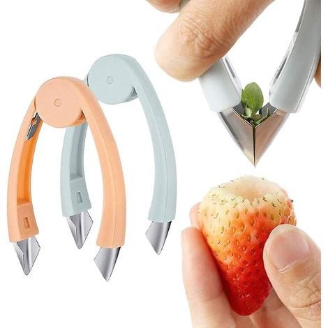 dcortiqueur De Fraises En Forme De V, Coupe-ananas 2 Pices, Dcapant De Tige Tomate Pomme De Terre Ananas Vide, Carottier Et Trancheur De Fruits Et (1/5)