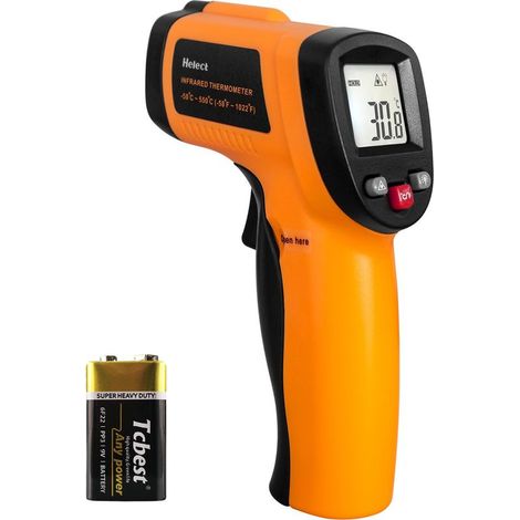 QAZQA Thermomètre Infrarouge, Sans Contact Laser Thermomètre Infrarouge de -50°C à 400°C, Ecran LCD Rétroéclairé (Pas pour l'homme) (1/5)