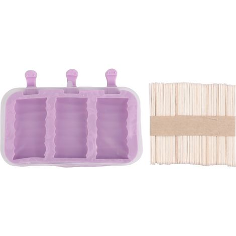 Moule à Glace Maison en Silicone - Kit DIY avec 3 Moules Ondulés et 50 Bâtonnets (1/5)
