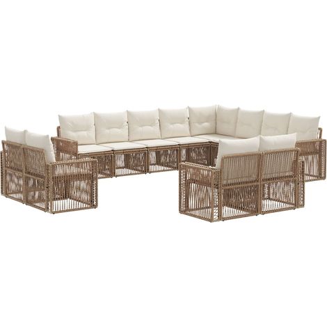 vidaXL Set Divano da Giardino 12 pcs Beige e Bianco Crema polyrattan