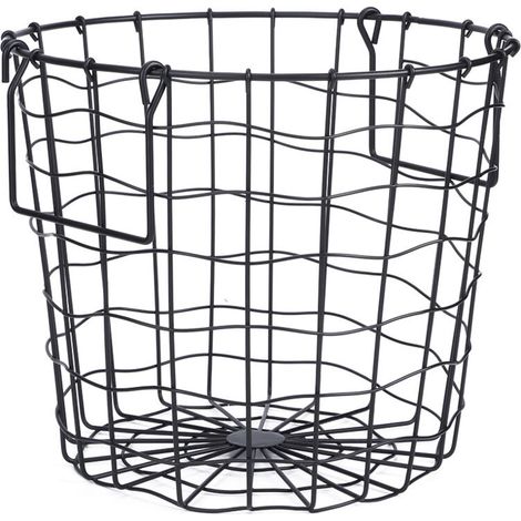 Cesto de ropa de hierro negro para el baño: organizador resistente y elegante, capacidad de 45 litros, diseño moderno y compacto.