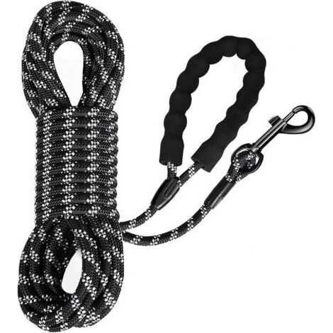 Laisse de Traction et Dressage pour Chiens, Avec Dragonne Stable, Crochet à Mousqueton 360°, Réflecteurs (Noir, 20M) (1/5)