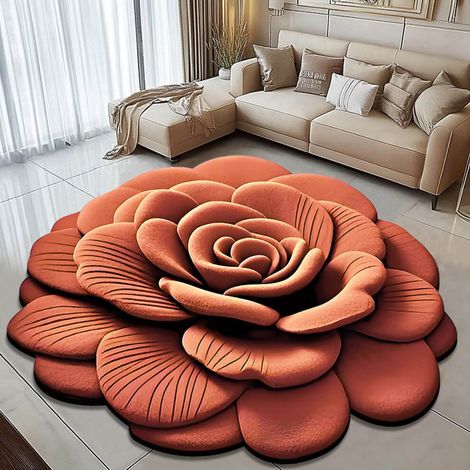 Tapis de sol floral en terre de diatomées – Tapis de bain/cuisine 3D non absorbant, à séchage rapide, motif floral moelleux (40 cm)