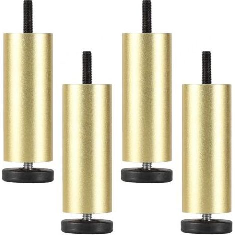 Lot de 4 pieds d'armoire réglables, pieds de table en aluminium, remplacements de pieds de meubles pour table de canapé-lit, pieds de support dorés poncés – 12 cm (1/5)