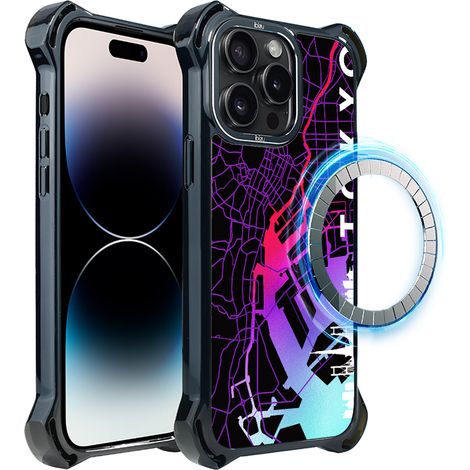 Hülle für iPhone 14 Pro Max ibizu DropGuard Ultra mit MagSafe, Weltkarten, Tokio (1/5)
