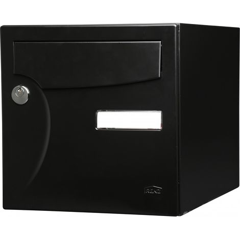 Renz – Boîte aux lettres normalisée 1 porte murale – Acier noir mat – Antieffraction – Volume pour colis – Fixation murale ou sur pied