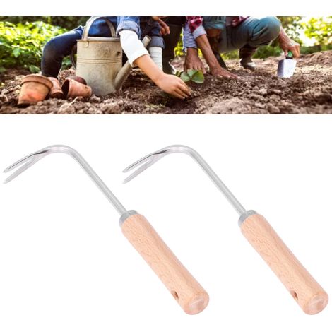 Lot de 2 outils de jardinage en acier inoxydable : désherbeur, arrache-mauvaises herbes, planteuse de fleurs, pelle manuelle, outil pour déterrer les légumes sauvages, arrache-semis. (1/5)