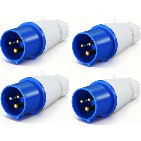 4 Pièces Prise Industrielle Male 3 Broches Etanche Exterieur IP44 16A 220-250V Fiche Male Prise Electrique pour Chantiers de Construction, Caravanes (1/5)