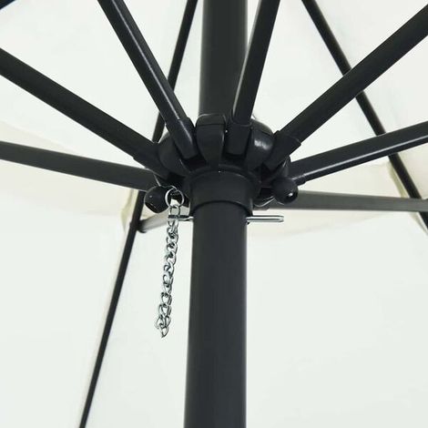 Parasol de jardin sable 394 x 394 x 248 cm en polyester sur mât en acier – Protection solaire pour terrasse, balcon et extérieur, ombrage rotatif (1/5)