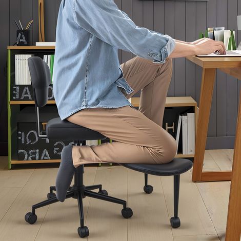 FIANAO - Bürostuhl mit gekreuzten Beinen - 360° drehbar, ausziehbare Fußstütze, Stahlfußkreuz und robuste Rollen - Ideal fürs Büro - Maximale Belastung: 130 kg (1/4)