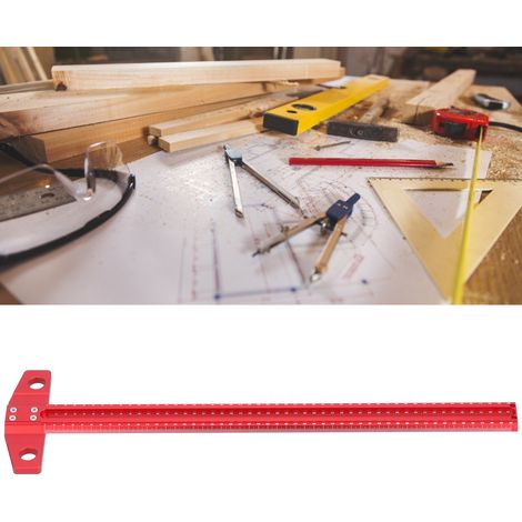 Anreißlineal für Holzbearbeitung, T-Lineal, Winkel, Reißnadel, Bohrschablone, multifunktionales Holzbearbeitungswerkzeug, 500 mm (1/5)