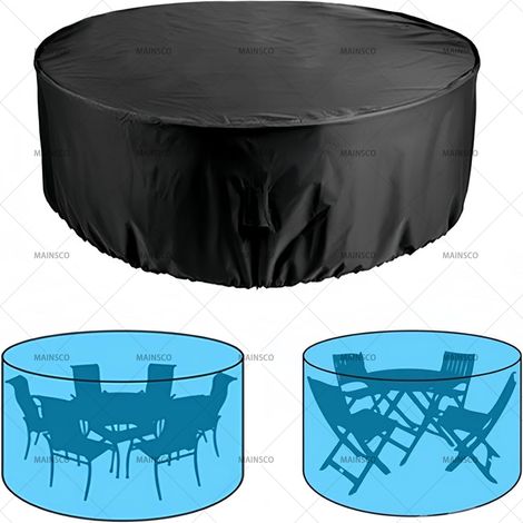 210D-Housse de protection ronde pour meubles de terrasse, housse de protection pour table de jardin, imperméable, anti-poussière et indéchirable, tissu Oxford durable, résistant à la décoloration (Noi (1/5)