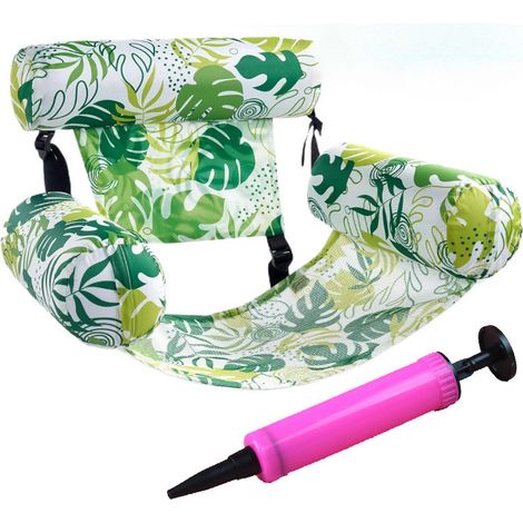 Matelas gonflable pour piscine avec pompe – hamac flottant aquatique pour adulte, fauteuil flottant avec dossier confortable, bouée de piscine idéale pour été, vacances et plage Vert clair (1/5)