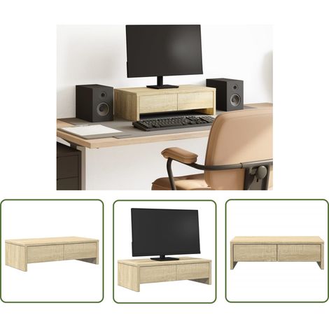 vidaXL Monitorständer mit Schubladen Sonoma-Eiche 50x27x15 cm (1/5)