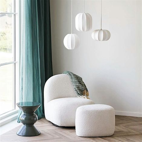 Fauteuil salon blanc pivotant design organique BERLIN