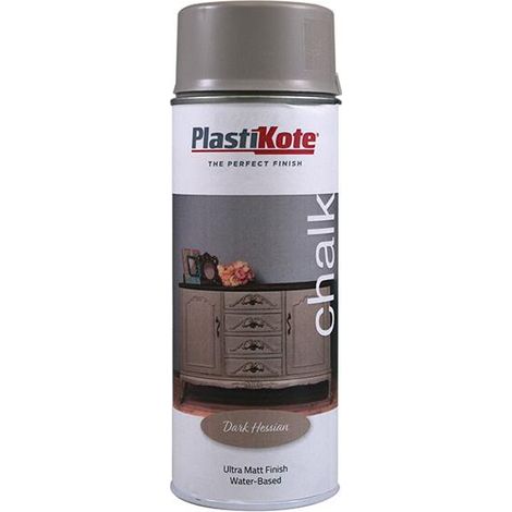 PlastiKote Chalk Finish Spray Paint in Dark Hessian (400ml) – Durable Matte Finish for Furniture and Craft Projects (1/3)