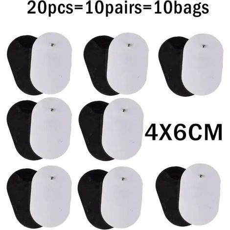 Pack of 10 reusable TENS gel electrodes with 3.5 mm plug for electric massage devices, acupuncture, EMS nerve and muscle stimulation 05905-AquaForge
