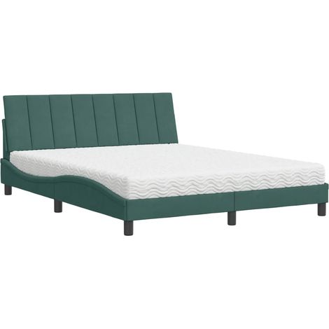 Letto con Materasso Hanko Verde Scuro 160x200 cm in Velluto vidaXL (1/5)