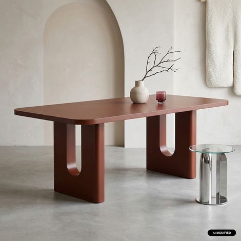 Table à manger finition mat 8 places bordeaux - Sia